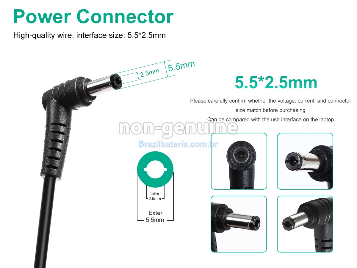 Adaptador de energia para MSI GF63 GV62 GL62 GL62M GV72 GE72 GE60 GE62