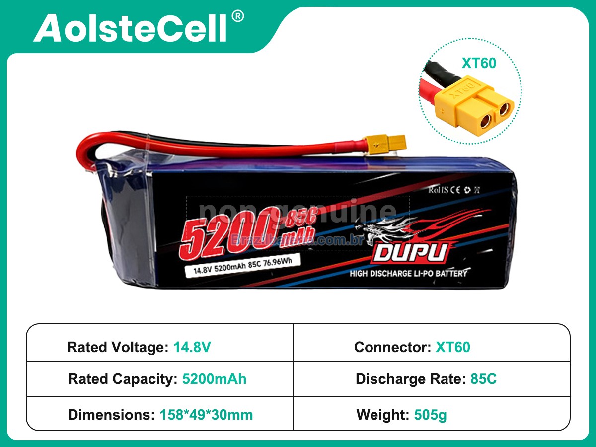 Bateria para AolsteCell 14.8V 4S 5200MAH 85C XT60